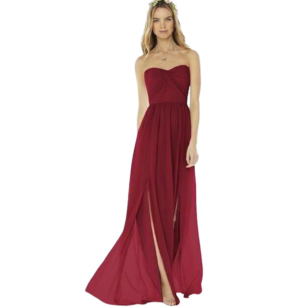 Social Bridesmaids Matte Chiffon Strapless Sweetheart Dress